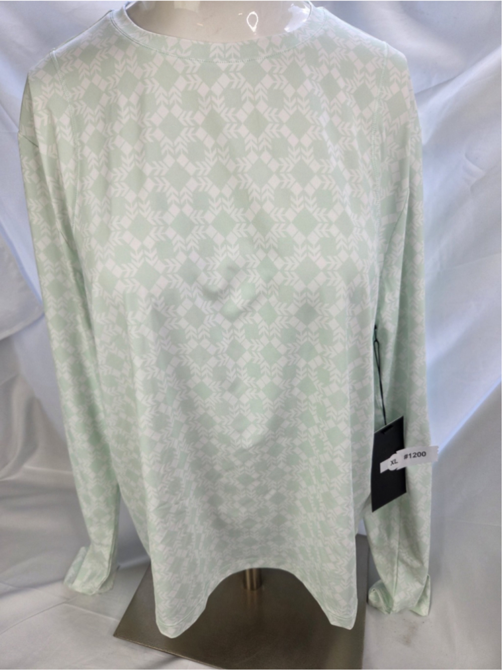 Bad Birdie Women's Cooling Long Sleeve Golf Shirt XL Mint Pattern NWT #1200